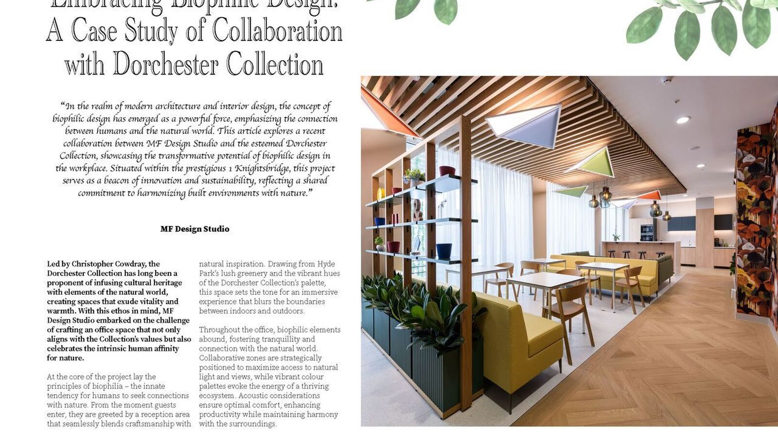 The Biophilic Journal features our project for the Dorchester Collection, Knightsbridge. image